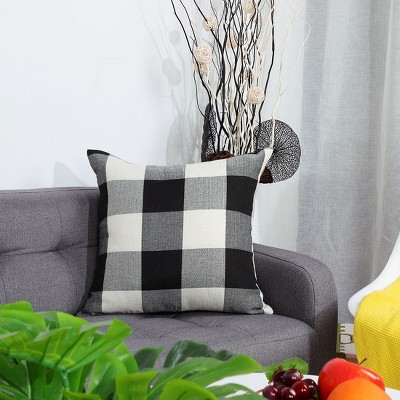 PiccoCasa Cotton Farmhouse Decor Checkers Square Cushion Throw Pillow Covers 1 Pc
