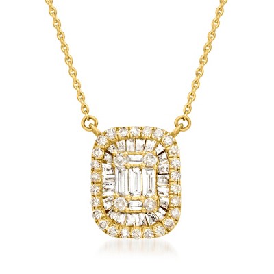 Ross-Simons 0.41-0.30 ct. t.w. Diamond Cluster Necklace in 14kt Yellow Gold