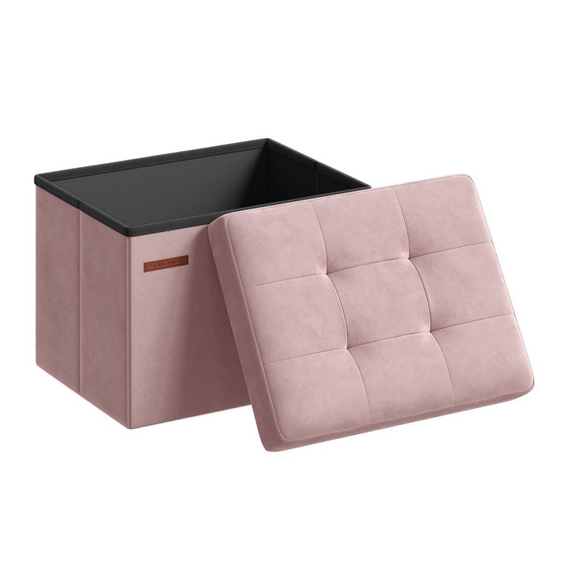 SONGMICS Small Storage Ottoman, Foldable Velvet Storage Box, Storage Chest, Foot Rest, 12.2 x 16.1 x 12.2 Inches, 286 lb Load Capacity, 2 of 8