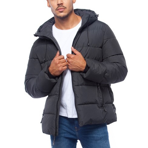 Rokka&rolla Men's Heavy Winter Coat Thermal Heat Puffer Jacket-black ...