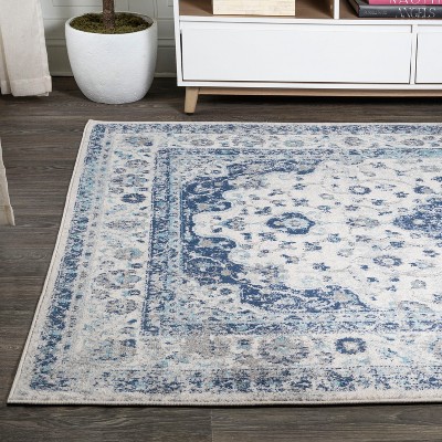 French Country Blues 8' x 10' Medallion Synthetic Area Rug
