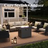 LayinSun 5 Piece Outdoor Furniture Set with Fire Pit Table, Modern Rope Woven Patio Conversation Sofa Set with Olefin - 3 of 4