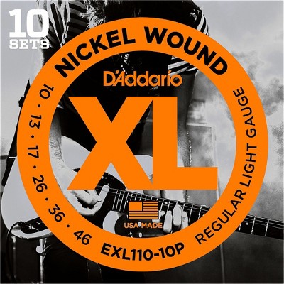 D'Addario EXL110 Nickel Light Electric Guitar Strings 10-Pack