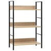 vidaXL Versatile 3-Layer Bookshelf - Space-Saving Design with Sturdy Steel Structure and Easy Assembly - Engineered Wood Construct in Oak/Black - 2 of 4