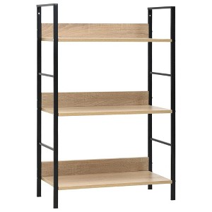 vidaXL Book Shelf Storage Bookcase Rack Organizer Furniture Engineered Wood - Oak and Black 35.6" - 1 of 4