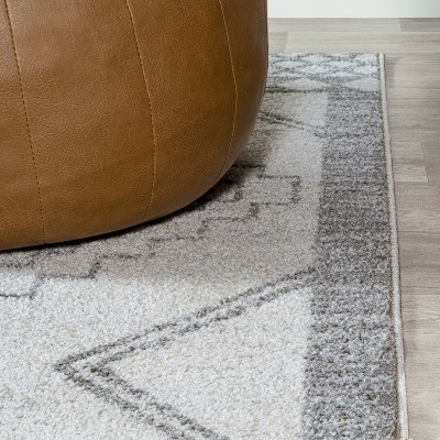 Modern Geometric Gray Synthetic Round Area Rug 92.91 in