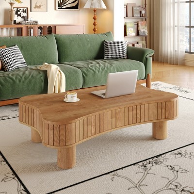 42" Lift Top Coffee Table with Hidden Storage,Fluted Panels,Rounded Corners,Hydraulic Lift for Living Room-Maison Boucle