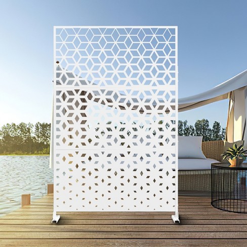 Neutypechic Metal Outdoor Privacy Screen Freestanding Patio Decorative ...