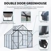 8X6FT-Black Double Door Polycarbonate Greenhouse Raised Base and Anchor Aluminum Heavy Duty Walk-in Greenhouses for Outdoor Backyard in All Season - 4 of 4