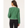 INSPIRE CHIC Women's Long Sleeve Open Front Work Office Short Plaid Tweed Blazer - 4 of 4