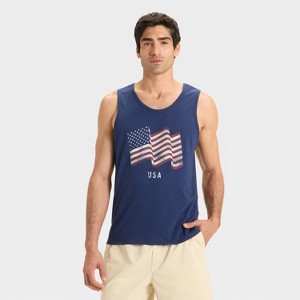 Men's Standard Fit USA Crewneck Tank Top - Goodfellow & Co™ Navy Blue - 1 of 3