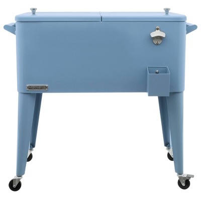 80qt Portable Rolling Patio Cooler - Blue - Permasteel