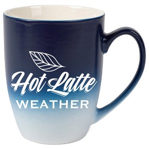Elanze Designs Hot Latte Weather Two Toned Ombre Matte Navy Blue and White 12 ounce Ceramic Stoneware Coffee Cup Mug - 1 of 4