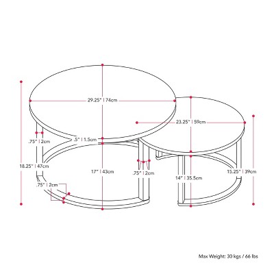 Forth Worth Light Brown Wood & Metal Nesting Coffee Table Set