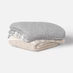 Cozy Feathery Knit Border Striped Throw Blanket - Threshold™