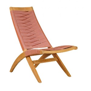 Lounge Chair Terracotta – 35"H Solid Acacia Wood Frame with Synthetic Rattan Weave, Modern Outdoor Seating By Zuo Modern - 1 of 4