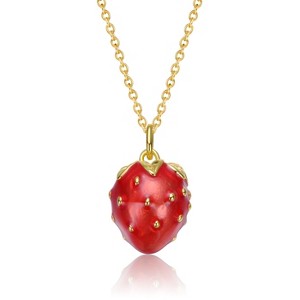 Guili 14K Gold Plated Strawberry Pendant Necklace with Red Enamel Adds a Fun, Fruity Pop of Color for a Playful and Sweet Everyday Accent - 1 of 2