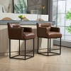 Bar Stools Set Of 2 Extra Tall Modern 36"Bar Stool,Square Bar Stool With Metal Frame Armrest Counter Stool With Backrest-Cuddlewood - 2 of 4
