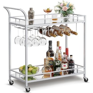 LEDREM Bar Cart, Home Bar Serving Cart, Wine Cart, Wine Holders, for Kitchen, Dining Room, Gold, Black, Silver, Rose Gold - 1 of 4