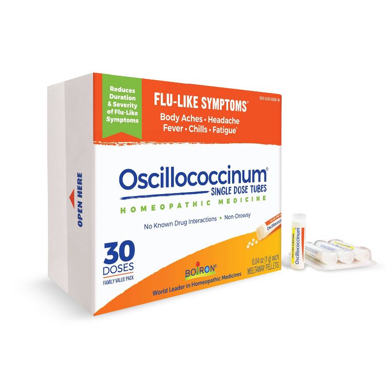 Boiron Oscillococcinum Flu-Like Symptoms, Body Aches, Headache, Fever, Chills and Fatigue 30 Doses Treatment - 30ct, 1 of 10