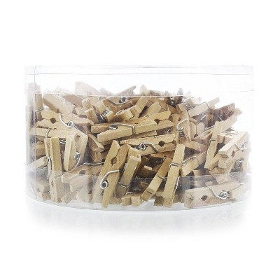 Juvale 200-Count Mini Wooden Clothes Pins, Tiny 1" Unfinished Wood Clothespins Photo Pegs for Postcards, Pictures, Art Projects, DIY Crafts