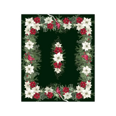 Christmas Elegance Dark Green Fabric Rectangular Tablecloth 70" x 84"