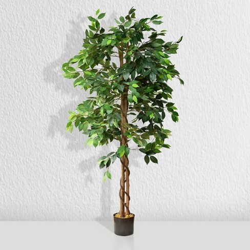 Artificial Ficus Tree 4 FT Tall Silk Fake Plant for Home Decor Indoor  Office