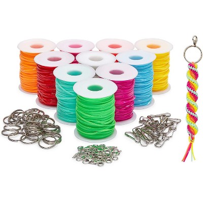 Bright Creations 100 Pieces Lanyard Kit, Plastic String for Bracelets, Keychains, Arts and Crafts, 400 Yards