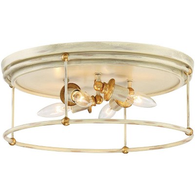 Minka Lavery Industrial Farmhouse Ceiling Light Flush Mount Fixture 16 1/2" White 4-Light Gilded Gold Decor for Bedroom Kitchen