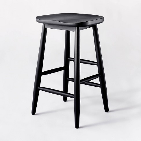 Haddonfield All Wood Backless Counter Height Barstool Black Threshold designed with Studio McGee