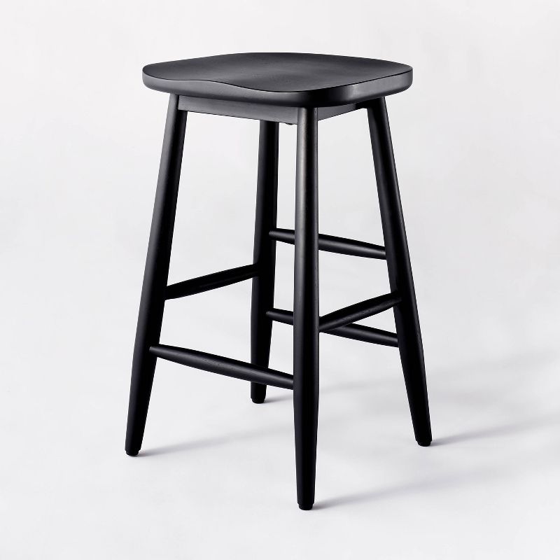 Haddonfield All Wood Backless Counter Height Barstool Black - Threshold&#8482; designed with Studio McGee, 1 of 6