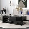 LIVAREEmlen Modern Coffee Table with Tempered Glass, Wooden Cocktail Table, Modernist 2-Tier Rectangle Center Table for Living Room, Black - 2 of 4