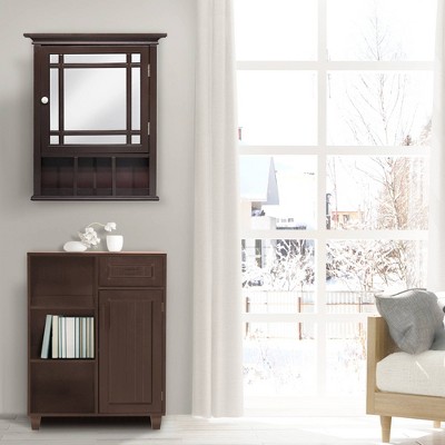 Neal Mission Style Dark Espresso Wood Medicine Cabinet with Mirror