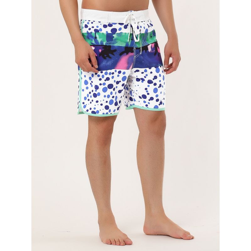 Lars Amadeus Men's Summer Contrast Color Drawstring Waist Swim Shorts, 2 of 7