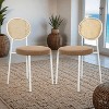 LeisureMod Velvet Dining Chair with Rattan Back, Set of 2 Side Kitchen Chair with Stainless Steel Base Euston Collection - 3 of 4