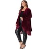 Agnes Orinda Women's Plus Size Velvet Layered Mesh Hem Open Front Long Sleeve Cardigans - 3 of 4