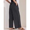INSPIRE CHIC Women's Casual Drawstring Stripe Wide Leg High Waist Cotton Loose Pants - 4 of 4