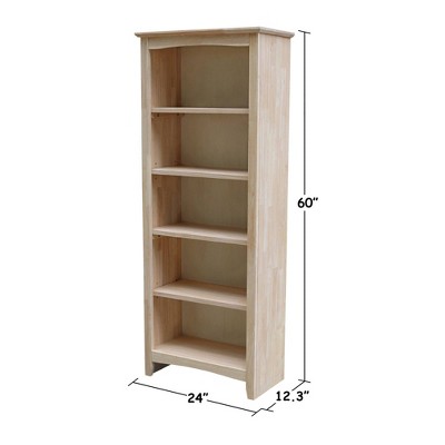 Eco-Friendly Parawood 66" Adjustable Shaker Bookcase - Unfinished