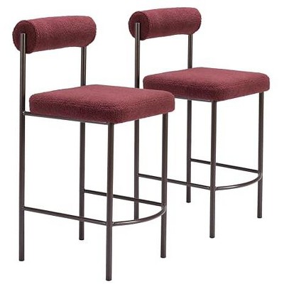 Zuo Livorno Counter Stool (Set of 2) Red  and  Bronze