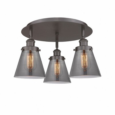 Cone - 3 Light Flush Mount In Art Deco Style-9.25 Inches Tall and 18 Inches Wide