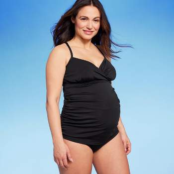 Plus Size Sexy Split V-neck Printed Maternity Swimsuit – Glamix Maternity