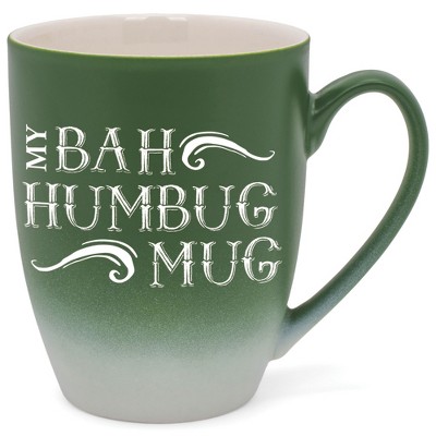 Elanze Designs My Bah Humbug Mug Two Toned Ombre Matte Green and White 12 ounce Ceramic Stoneware Coffee Cup Mug