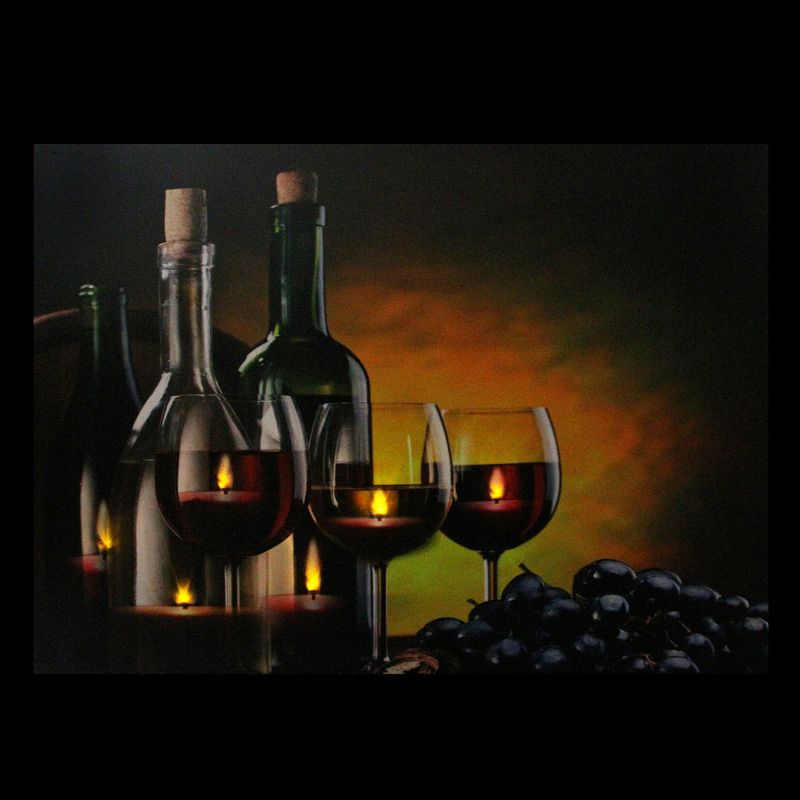 Northlight 15.75" LED Lighted Flickering Wine, Grapes and Candles Canvas Wall Art 11.75" x 15.75", 2 of 3