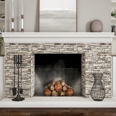Hastings Black Wrought Iron 5-Piece Fireplace Tool Set with Stand