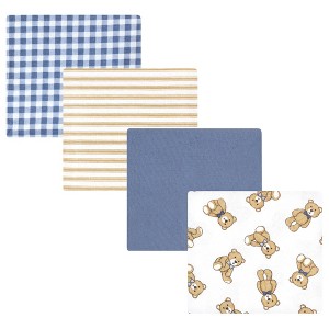 Hudson Baby Infant Boy Cotton Poly Flannel Receiving Blankets, Gentleman Bear, One Size - 1 of 4