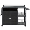 Outdoor Grill Cart with Foldable Side Tabletop, Storage Cabinet, Bottle Opener, Spice Racks, BBQ Prep Station for Backyard Cooking-Maison Boucle - 3 of 4