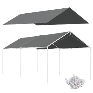 Outsunny 10 x 20ft Carport Roof, Canopy Replacement Cover, UV Resistant, with Ball Bungee Cords - 1 of 4