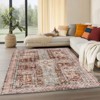 Vintage Floral Washable Area Rug, Non-Slip Low Pile Polyester Carpet for Living Room & Bedroom - 3 of 4