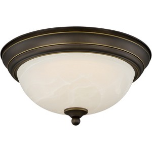 VAXCEL Stevens LED Transitional  Flush Mount Ceiling Light Fixture White Alabaster Glass - 1 of 4