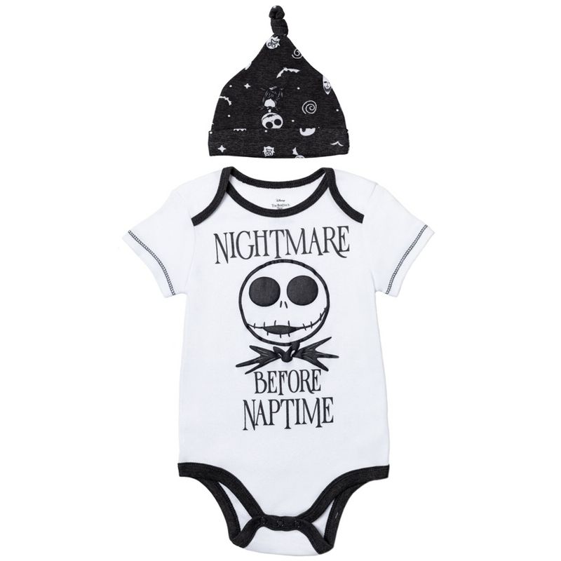 Disney Nightmare Before Christmas Zero Oogie Boogie Jack Skellington Baby Bodysuit Pants and Hat 3 Piece Outfit Set Newborn to Infant , 3 of 8